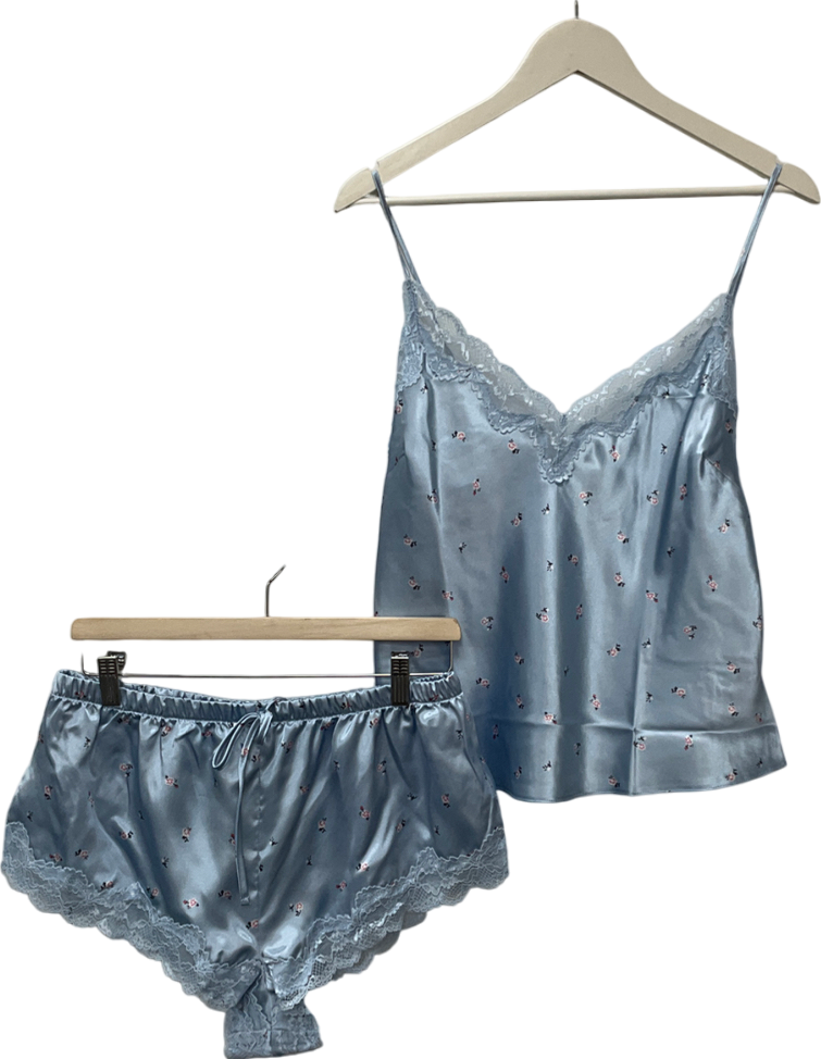 boux avenue Blue Amelia Satin Ditsy Floral Cami Set UK 12