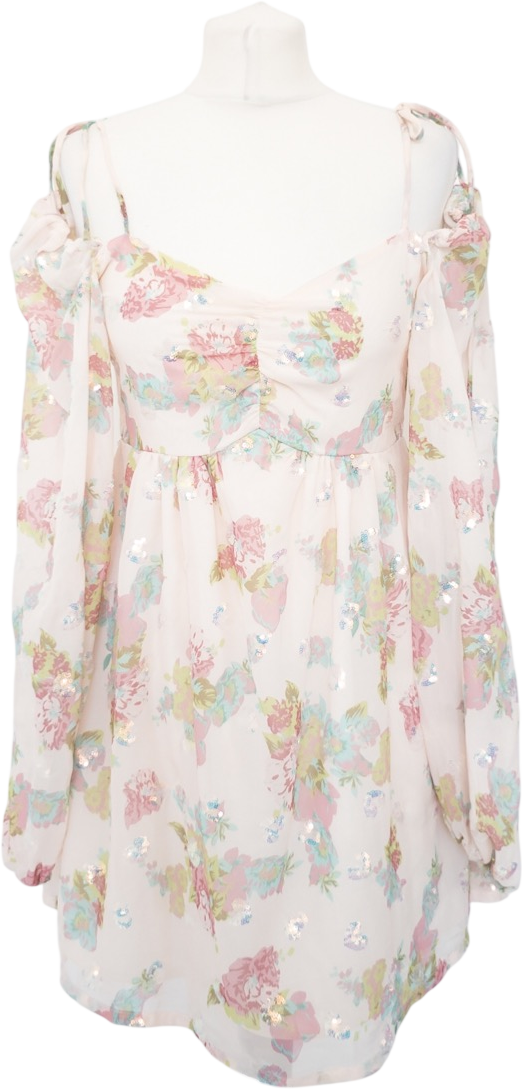 Girls Go Crazy By Jill Pink Floral Embellished Mini Dress UK S