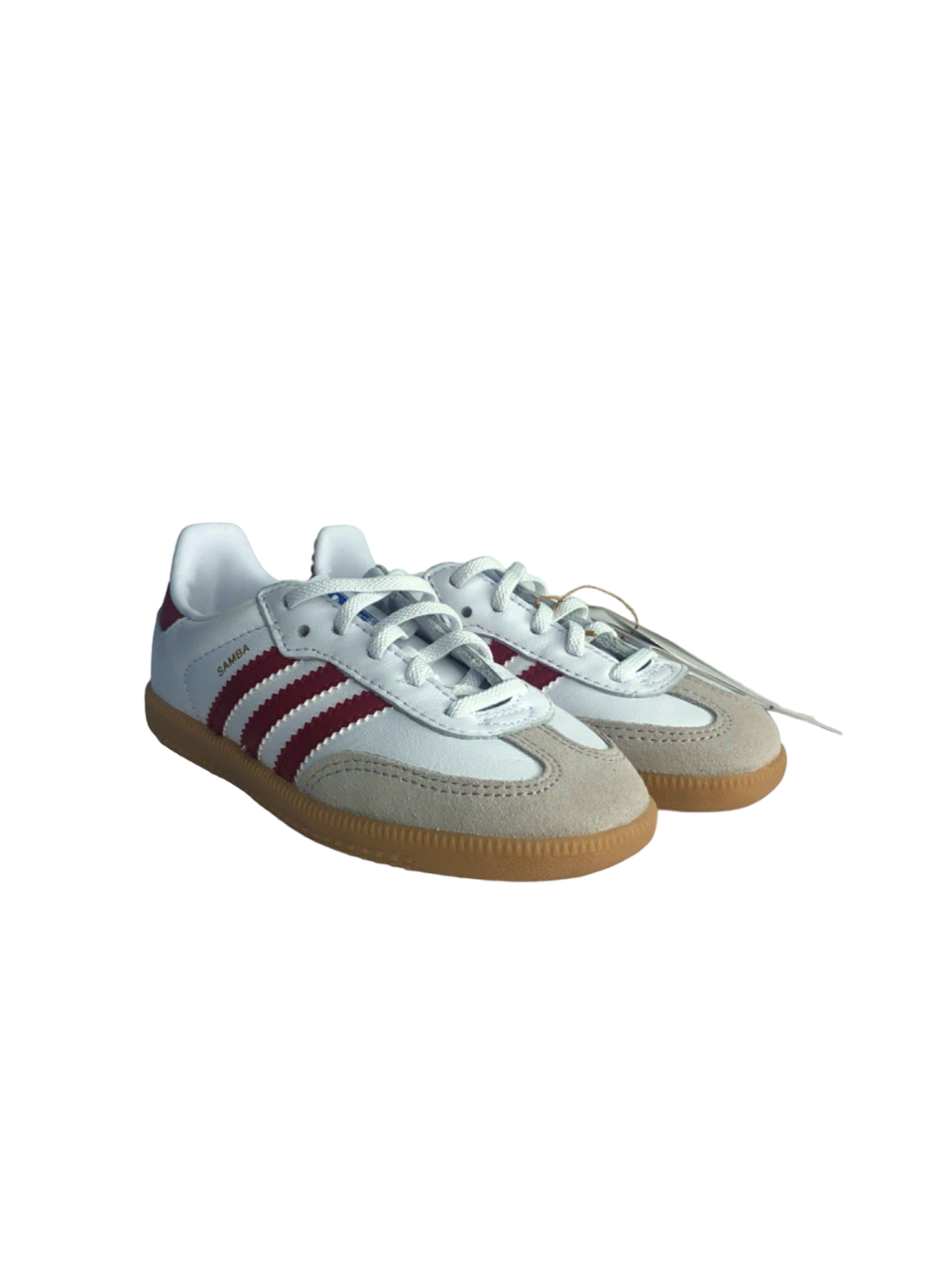 Adidas White/Red Samba OG EL I Trainers UK 9.5 Kids