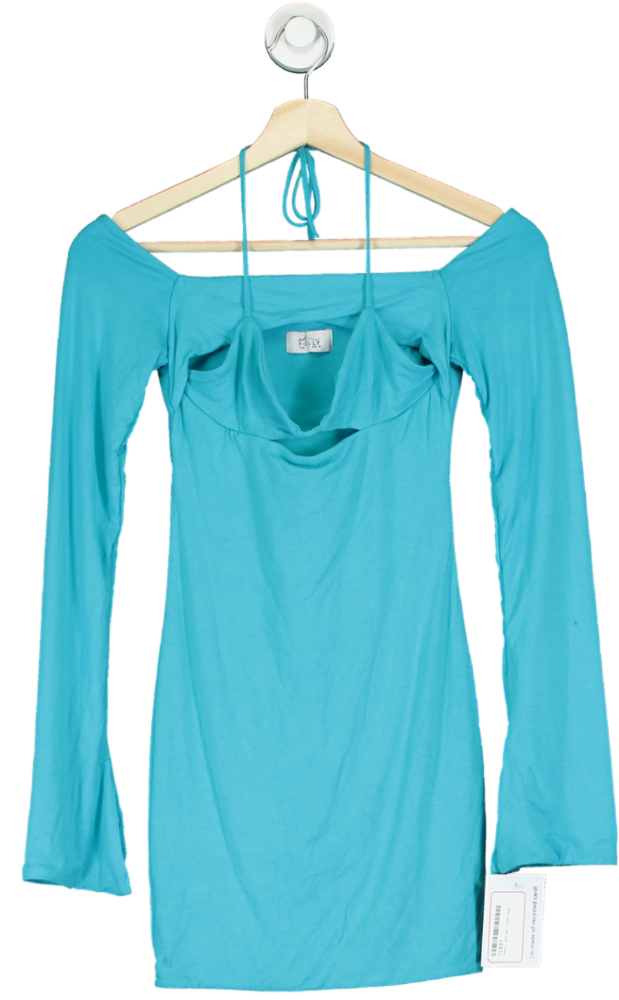 Oh Polly Aqua Long Sleeve Mini Dress UK 8