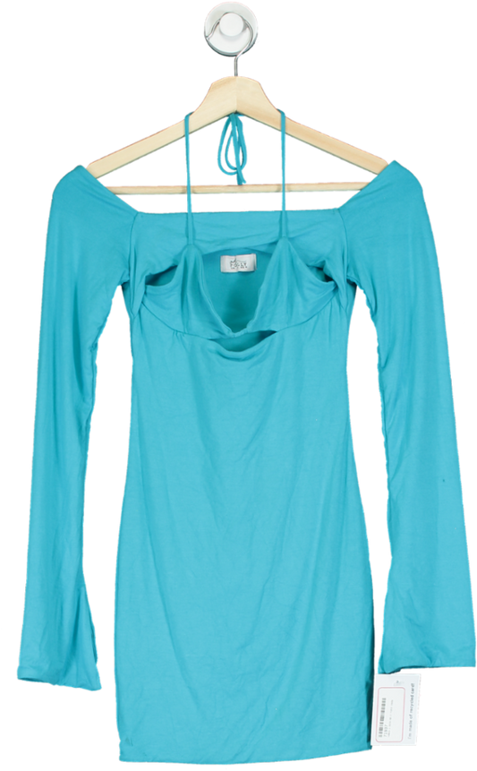 Oh Polly Aqua Long Sleeve Mini Dress UK 8