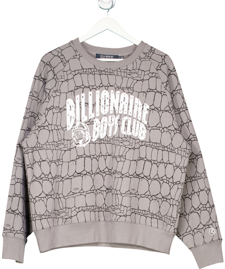 Billionaire Boys Club Grey Gator Camo Arch Logo Crew Sweatshirt UK L
