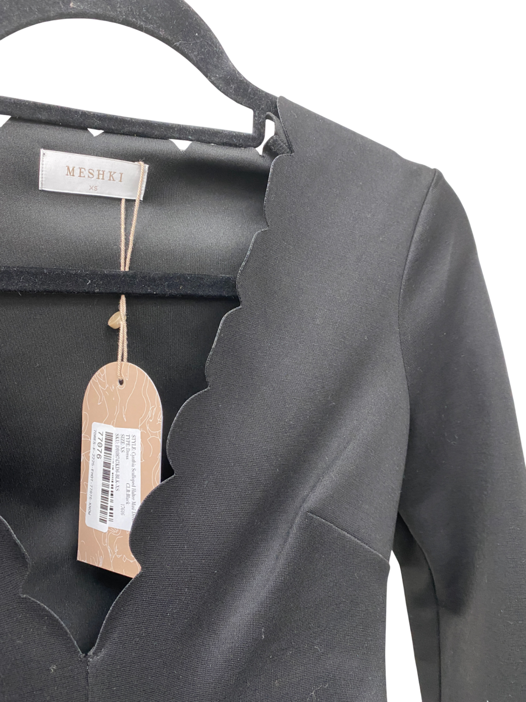 Meshki Black Cynthia Scalloped Halter Maxi Dress UK XS