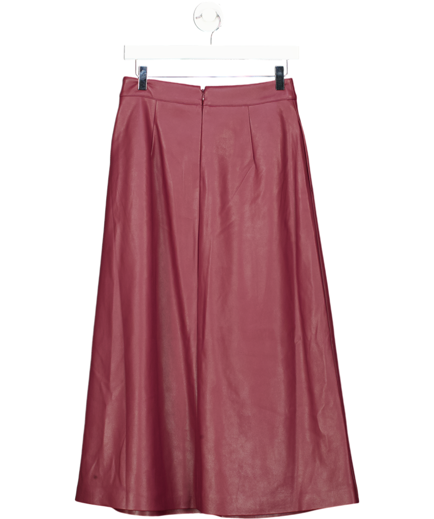 Phase Eight Dark Red Antoinette Pu Midi Skirt UK 8