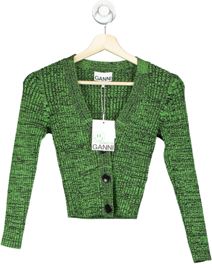 Ganni Kelly Green Ribbed Cardigan XS