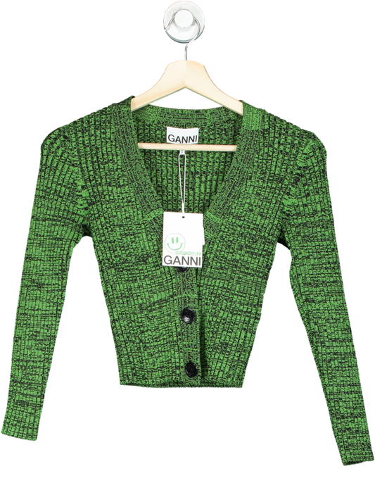 Ganni Kelly Green Ribbed Cardigan XS