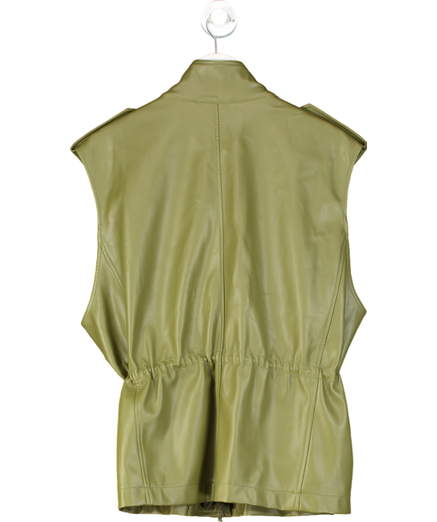 FRANKIE SHOP Olive Green Ines Vegan Leather Cargo Vest UK XS/S
