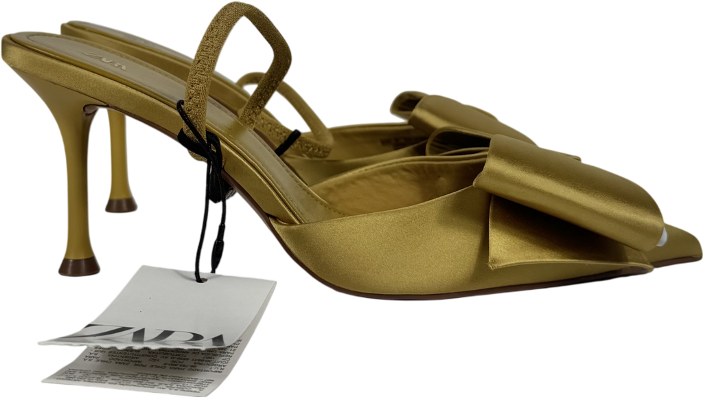 ZARA Metallic Satin-effect Slingback Shoes UK 5 EU 38 👠
