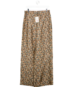 LIBERTY LONDON Green Floral Laith Silk Palazzo Trousers UK M