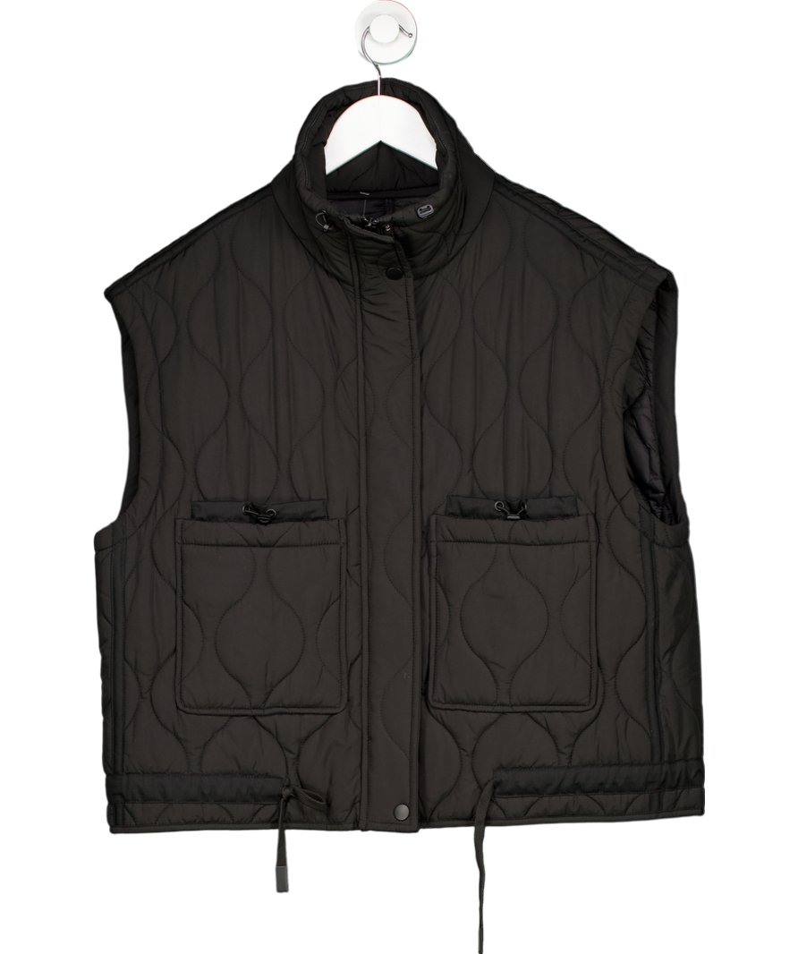 ZARA Black Puffer Gilet With Pockets UK S