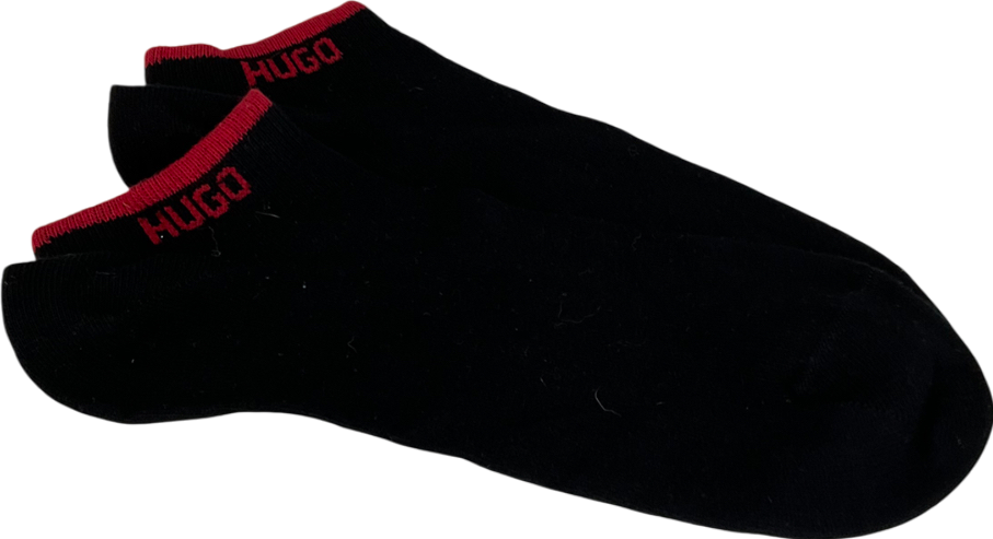 HUGO BOSS Black Cotton-blend Ankle Socks With Logos One Size