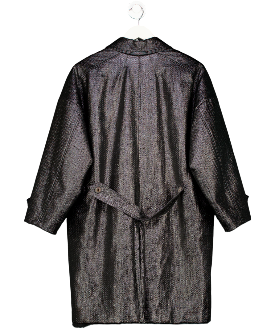 Burberry Black Fur Lined Water Resistant Overcoat UK 8