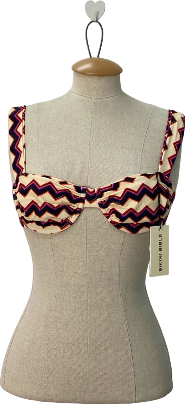 Bikini Bible Multi Zigzag Print Bikini Top UK M