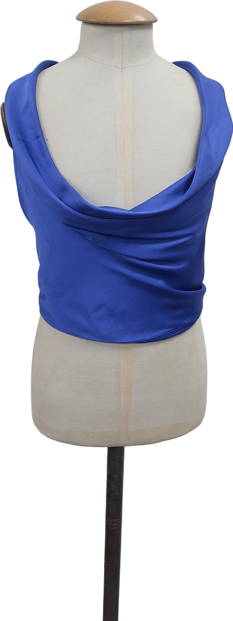 ZARA Blue Satin Hankerchief Top UK XS