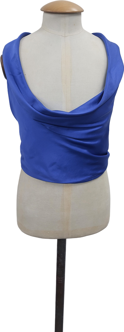 ZARA Blue Satin Hankerchief Top UK XS