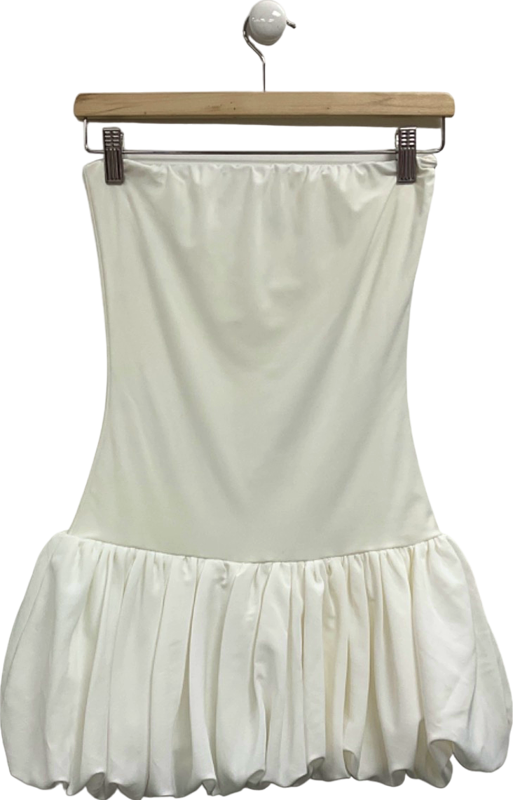 Lola Rae White Strapless Ruffle Dress UK S/M