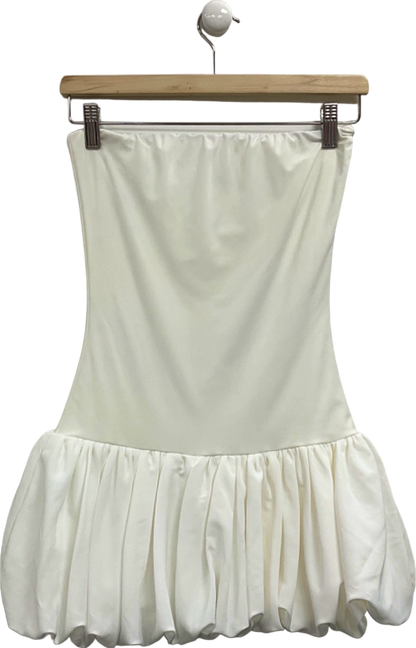 Lola Rae White Strapless Ruffle Dress UK S/M