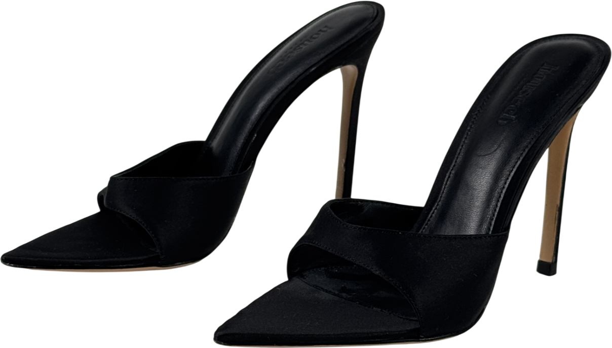 House of CB Bella Black Satin Pointed High Heel Mules UK 3 EU 36 👠