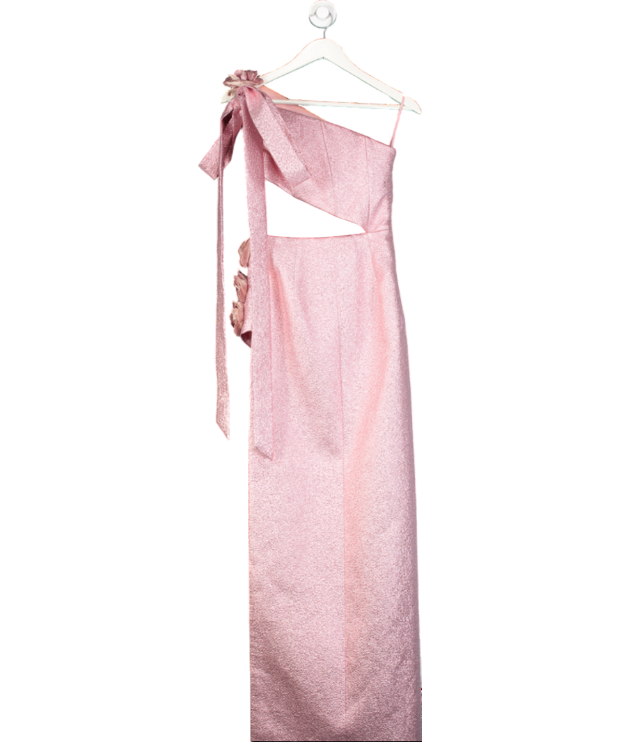 Azzi & Osta Pink Couture Floral Applique Metallic Gown UK S