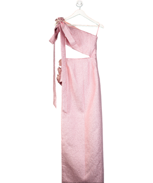 Azzi & Osta Pink Couture Floral Applique Metallic Gown UK S