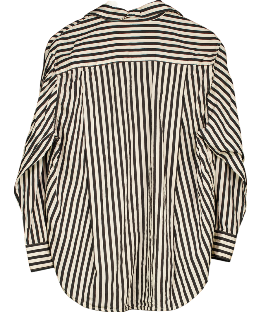 BOA Black Cotton Striped Oversized Shirt UK S