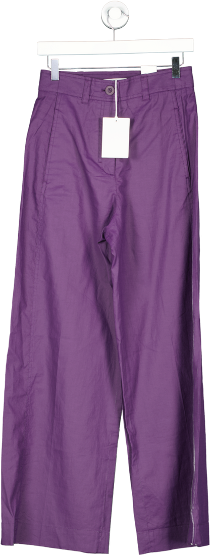 cos High-waisted Wide-leg Linen Trousers In Purple BNWT UK 6