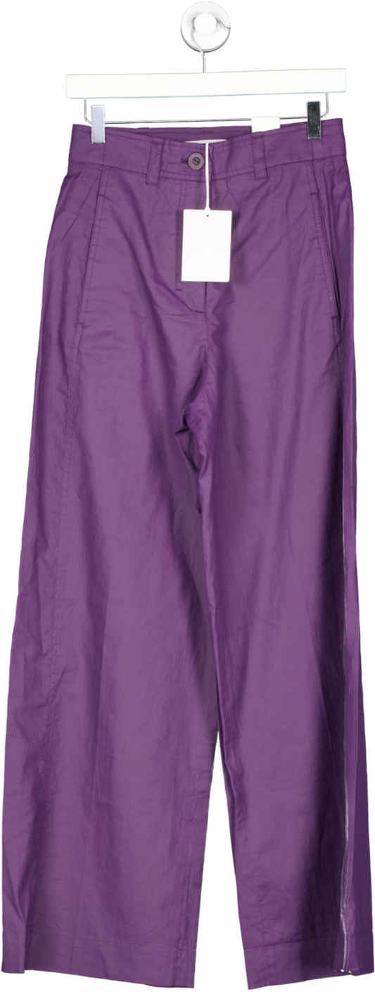 cos High-waisted Wide-leg Linen Trousers In Purple BNWT UK 6