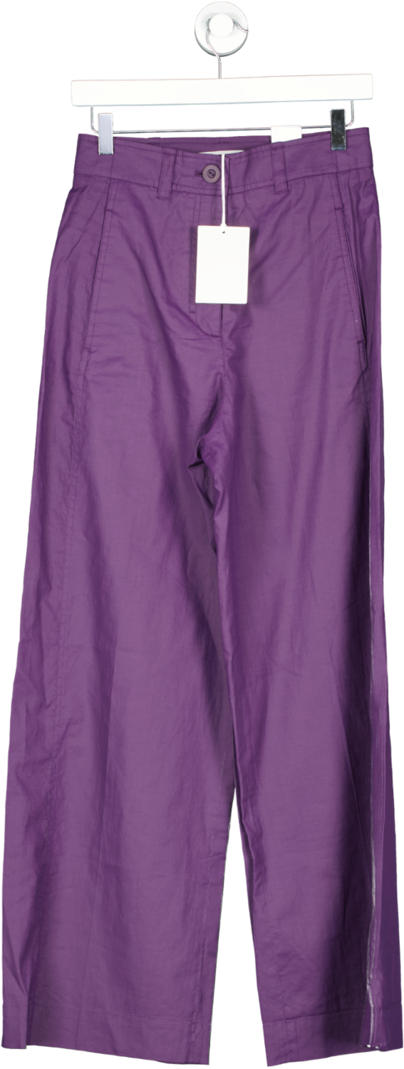 cos High-waisted Wide-leg Linen Trousers In Purple BNWT UK 6