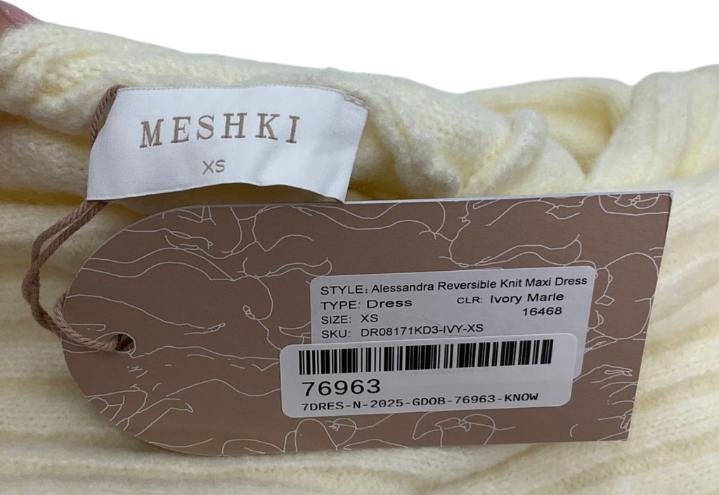 Meshki Cream Alessandra Reversible Knit Maxi Dress UK XS