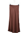 Pixie Market Chocolate Brown Satin Midi Slip Skirt UK XS