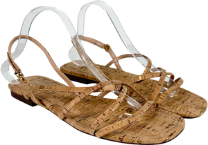 TALBOTS Brown Liana Strappy Cork Flats UK 7.5 EU 40.5