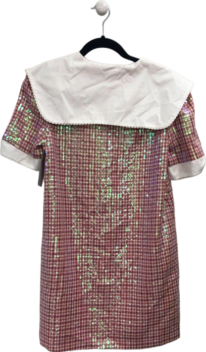 Sister Jane Pink Sequin Gingham Dress Size S