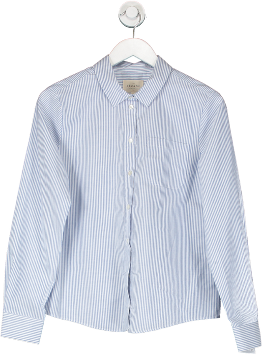 Sezane Blue &  White Striped 100% Cotton Shirt UK 10