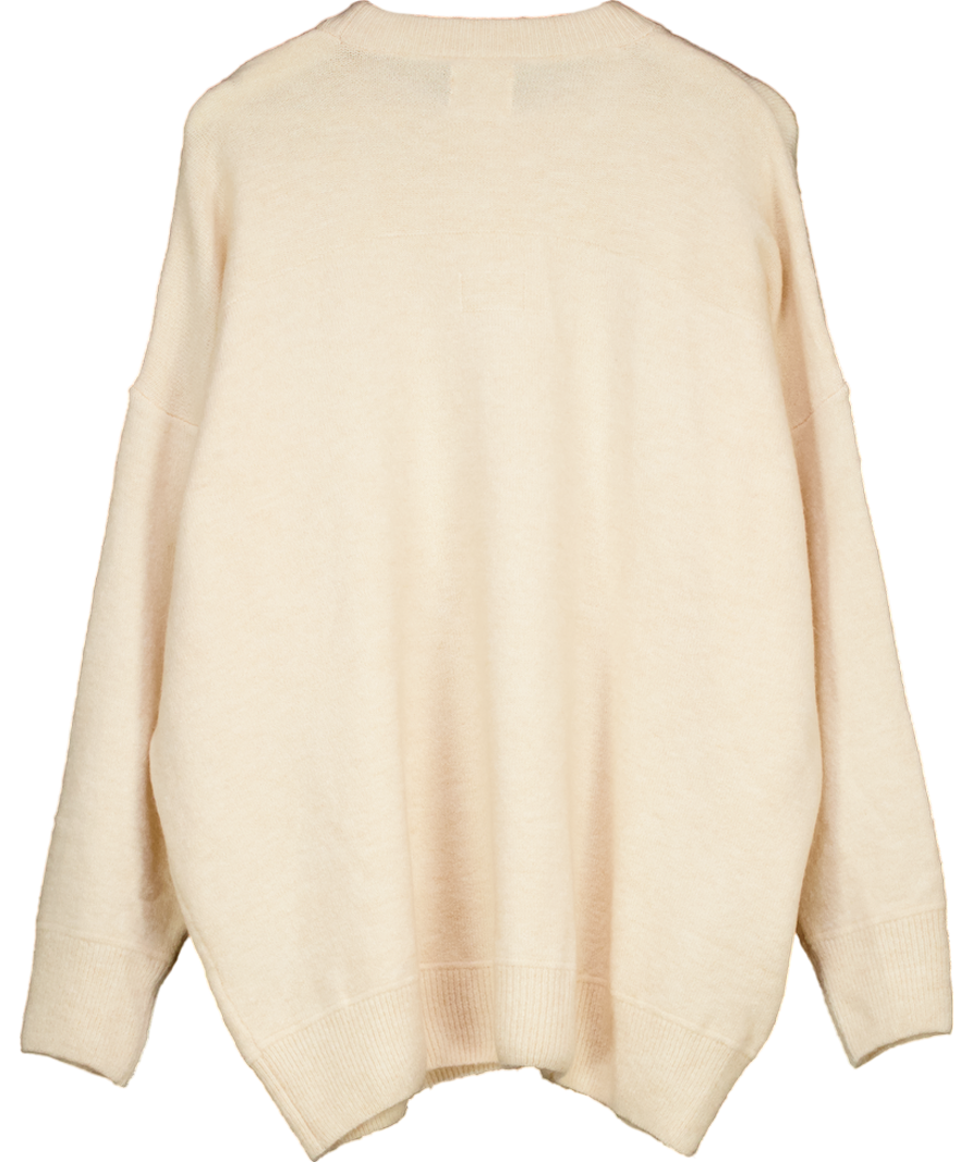 River Island Cream Wool Blend Oversize Knit Sweater UK L