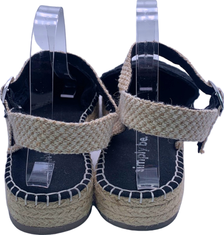 Simply Be Black Woven Espadrille Wedge Sandals UK 7