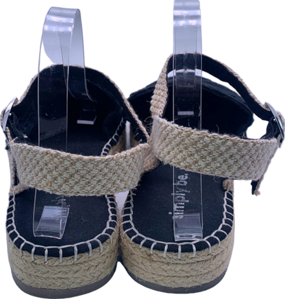 Simply Be Black Woven Espadrille Wedge Sandals UK 7