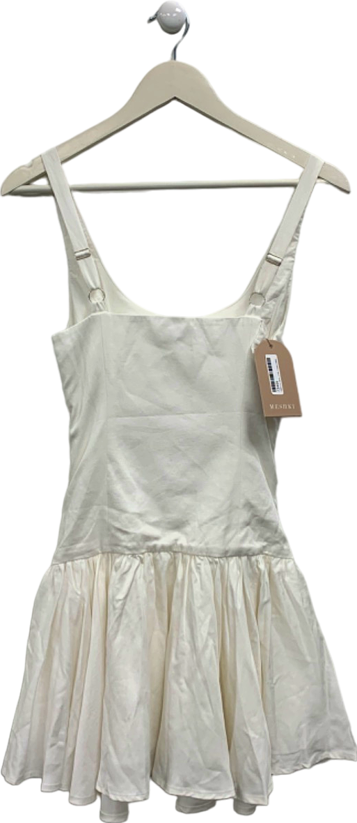 Meshki White Alvara Cotton Puffy Mini Dress UK S