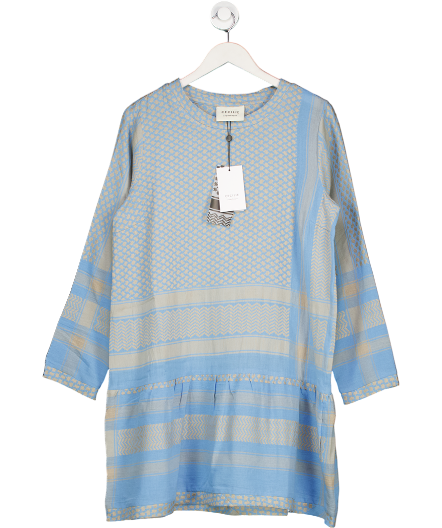 Cecilie Copenhagen Blue Long Sleeve Cotton Dress UK M