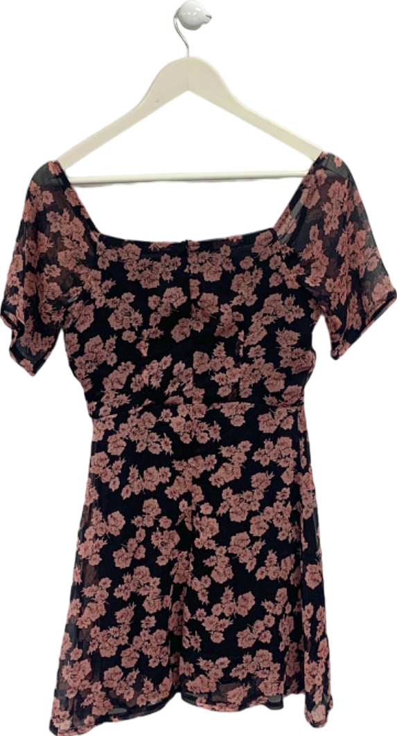 Missguided Black Pink Floral dress Size UK 4