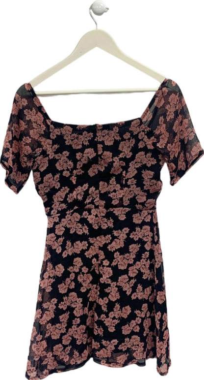 Missguided Black Pink Floral dress Size UK 4