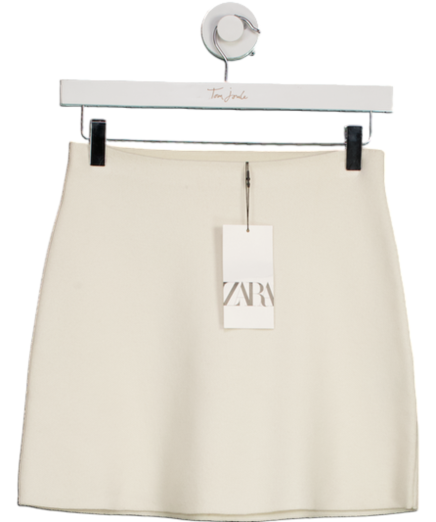 ZARA Ivory White Knit Mini Skirt UK S