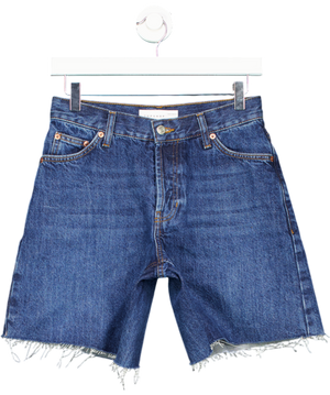 Topshop Mid Blue Denim High Waisted Shorts UK 8
