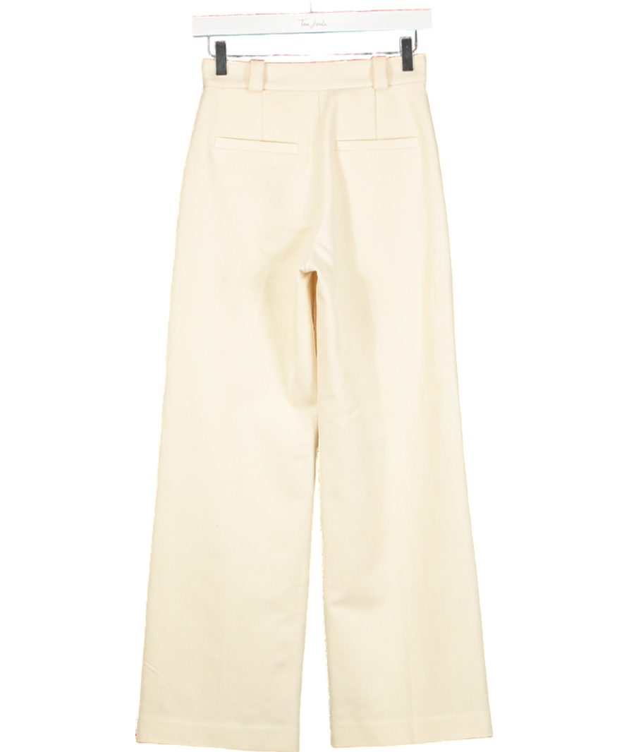 & Other Stories Cream Wide Press-crease Trousers UK 6