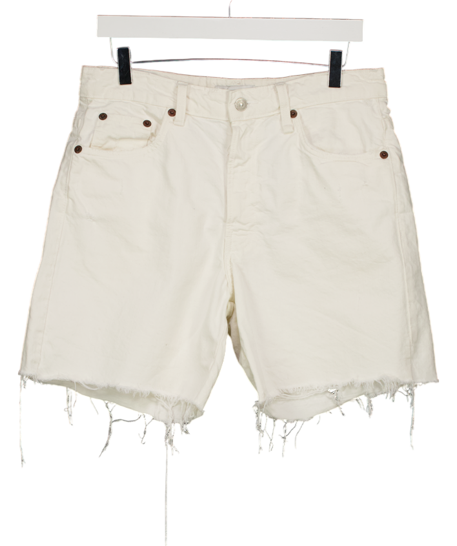 ZARA Cream Distressed Hem Bermuda Shorts UK 12