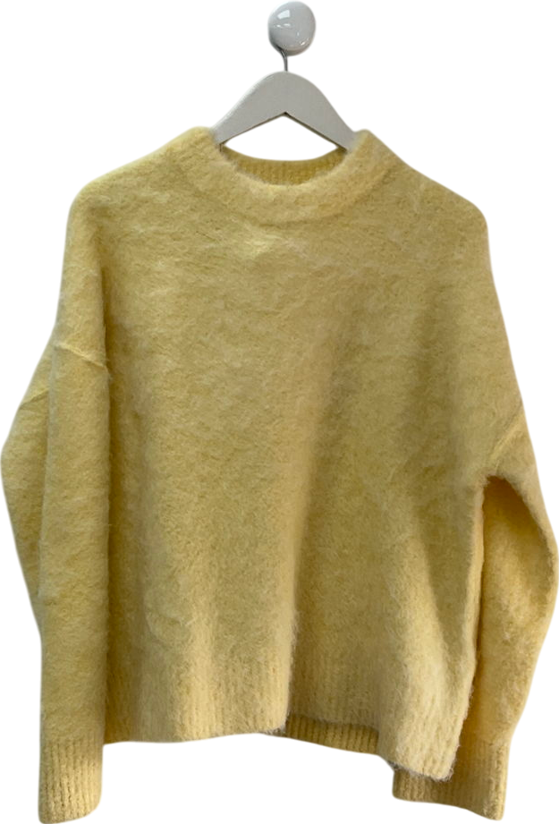 Topshop Yellow Knitted Fluffy Relaxed Jumper In Buttermilk UK M
