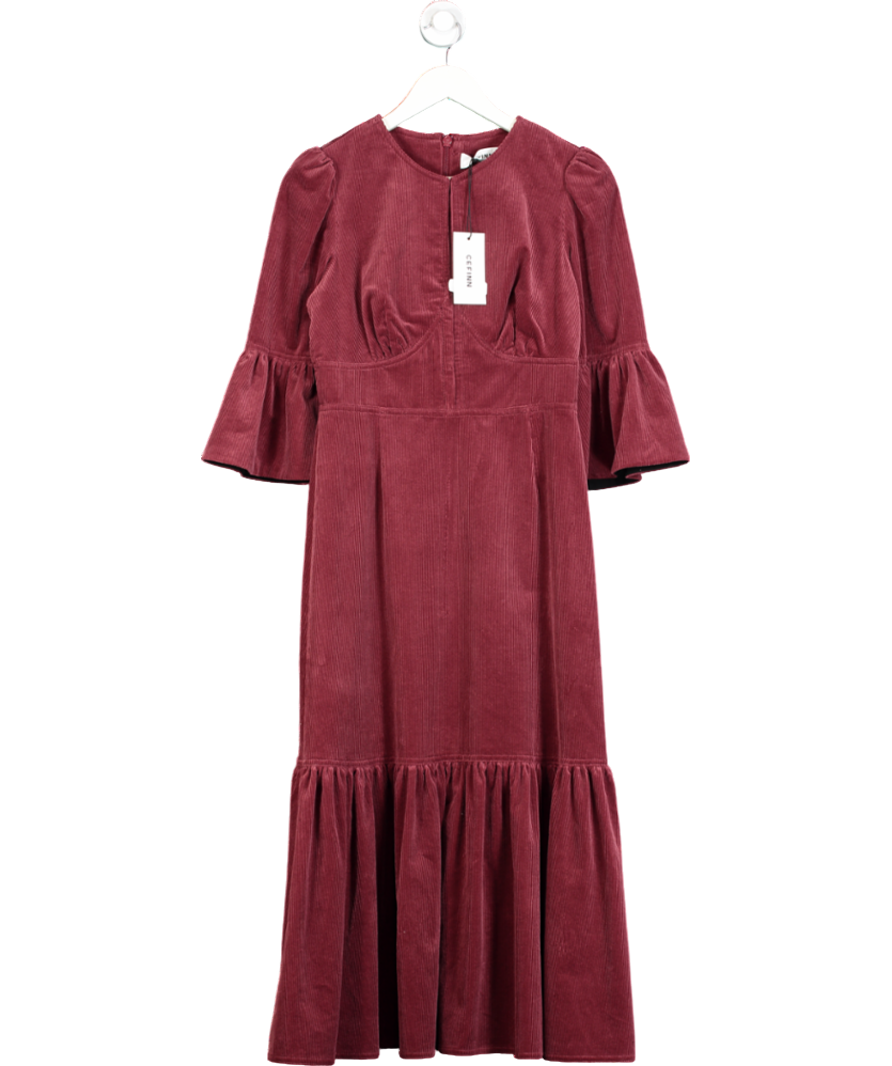 Cefinn  Burgundy Pin Corduroy Daphne Maxi Dress UK 8