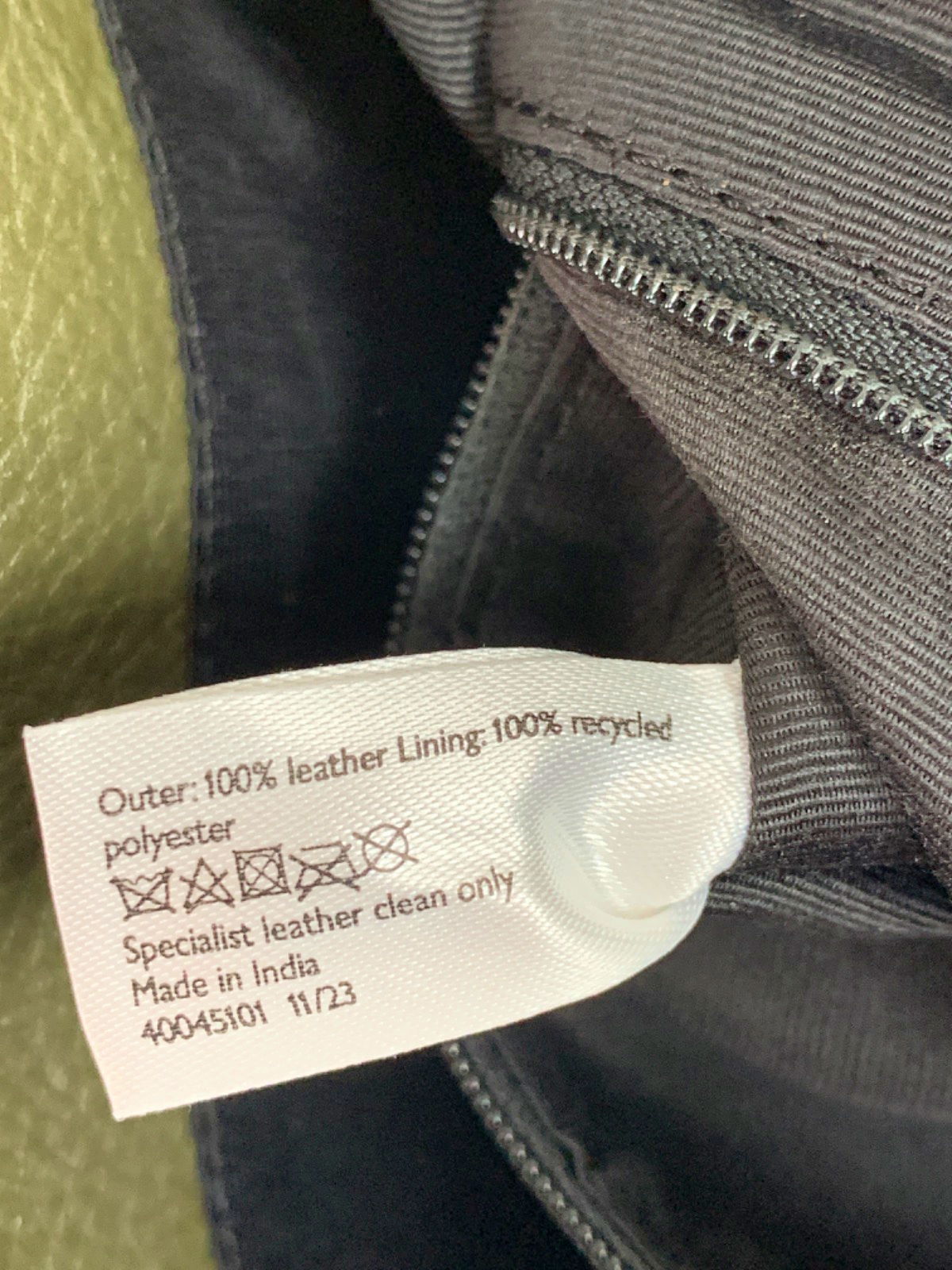 John Lewis Olive Green Leather Hobo Bag