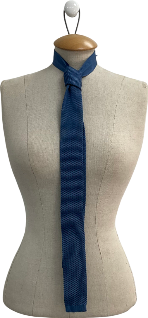 Burberry Blue Knitted Silk Tie One Size