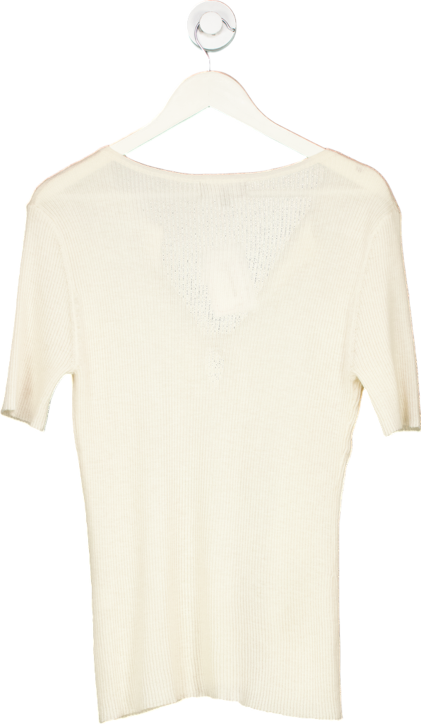 Cashmere In Love Cream Ribbed Knit Top UK M