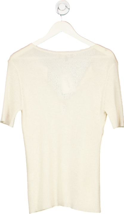 Cashmere In Love Cream Ribbed Knit Top UK M